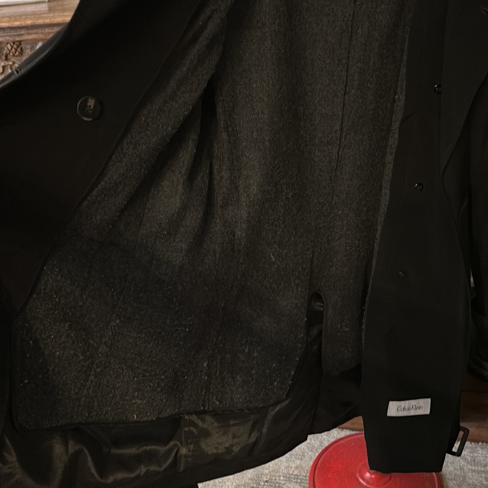 Calvin Klein Classic Black Trench Coat Removable Fleece Lining - Picture 9 of 16